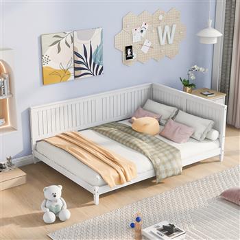 全尺寸木质沙发床/沙发床，白色
