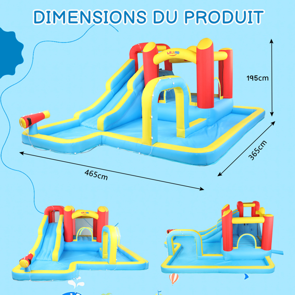 LALAHO 420D 840D牛津布 滑梯 水池 蹦床 红黄蓝色系 充气城堡-11