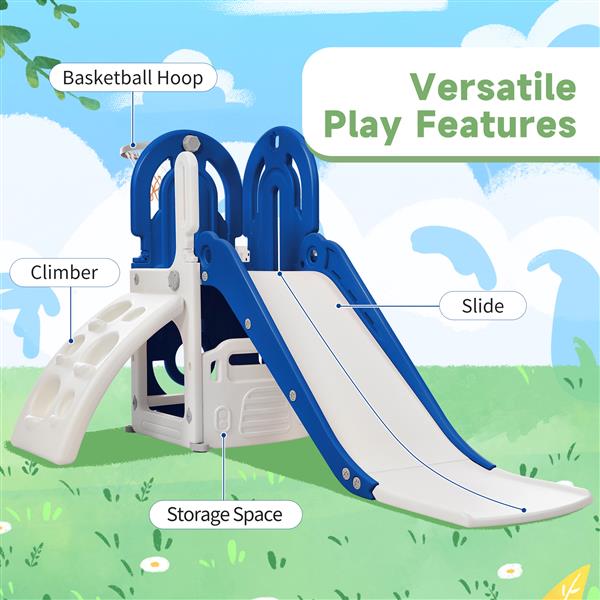 幼儿攀爬架和滑梯套装 4 合 1，儿童游乐场攀爬架独立式滑梯玩具套装带篮球架组合，适合婴儿室内和室外-3