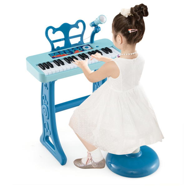 儿童钢琴，键盘37键儿童玩具键盘钢琴与麦克风蓝色（amazon shipping-发货，WALMART禁止销售）-3