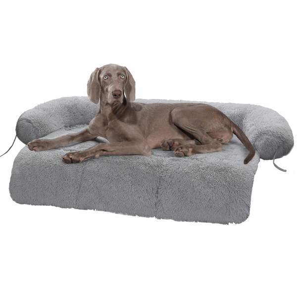 狗床大型狗，蓬松的狗床沙发套，平静的大型狗床，可清洗的家具保护狗垫，非常适合小型、中型和大型狗和猫，灰色(禁售shein,周末无法发货)-2