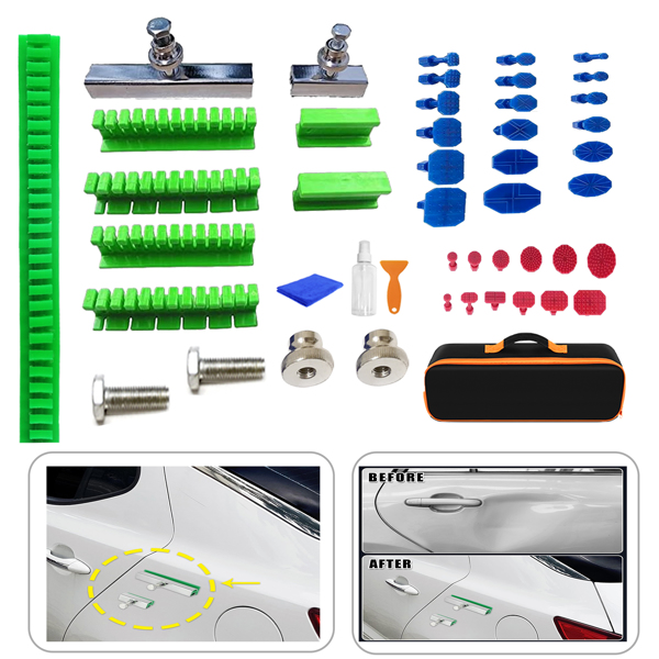 汽车免漆拉拔器标签凹痕拉拔器修复套件凹痕修复去除拉动工具手柄升降器适用于汽车车身面板凹痕绿色-1
