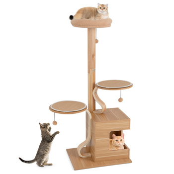 木制猫树猫塔与公寓和可清洗的垫子（amazon shipping-发货，WALMART禁止销售）