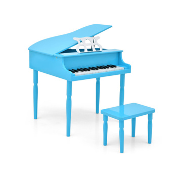 蓝色儿童钢琴30键木玩具儿童大钢琴与长凳和音乐架