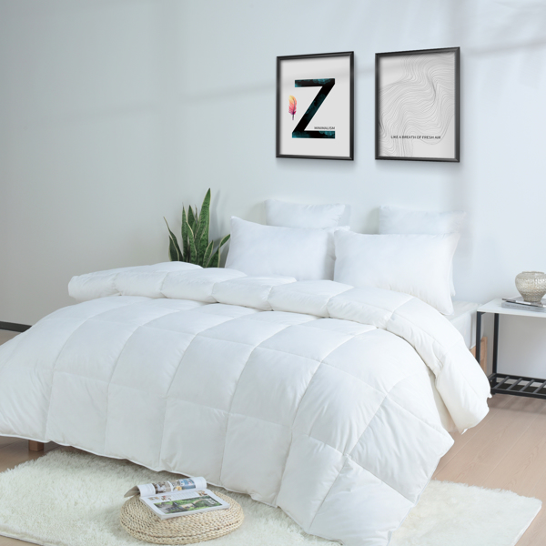 Feather Down Comforter with 100% Cotton Shell for Bedroom All Season-1