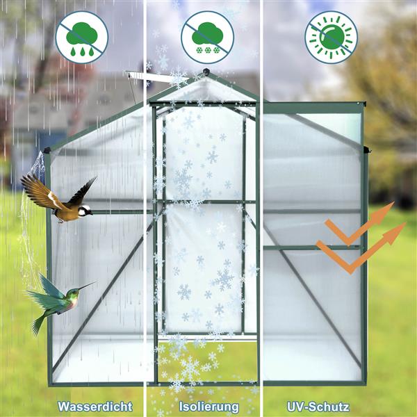 聚碳酸酯温室，6 英尺 x 8 英尺重型步入式植物园温室，适用于后院/户外-17