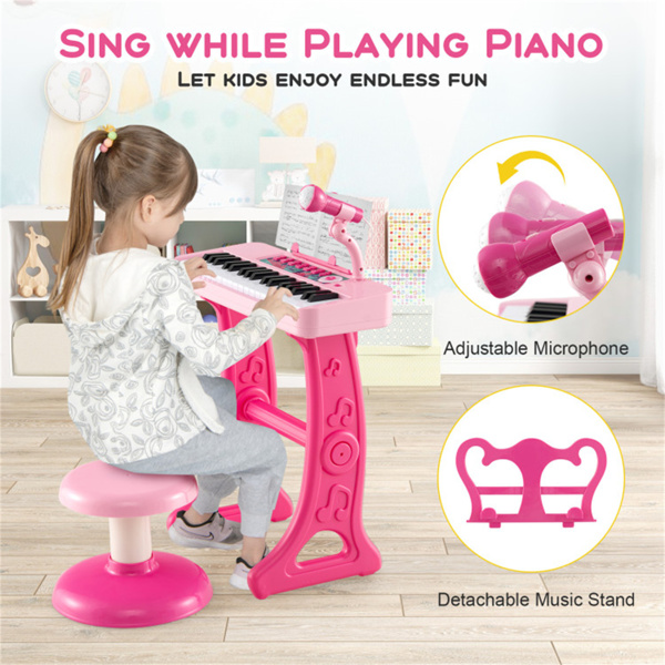 儿童钢琴，键盘37键儿童玩具键盘钢琴与麦克风粉色（amazon shipping-发货，WALMART禁止销售）-7