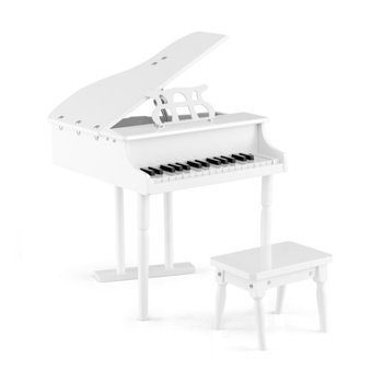 白色儿童钢琴30键键盘玩具与长凳钢琴盖和音乐架（amazon shipping-发货，WALMART禁止销售）