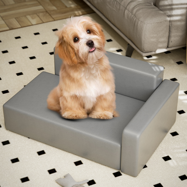 现代狗沙发 适合中小型犬的 PU 皮革坚固狗沙发 适合猫和小动物的防水宠物沙发-1