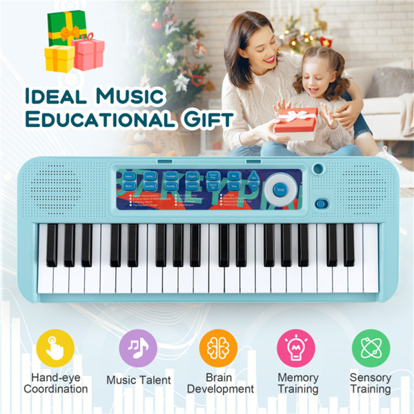 儿童钢琴，键盘37键儿童玩具键盘钢琴与麦克风蓝色（amazon shipping-发货，WALMART禁止销售）-9