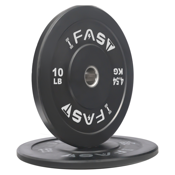 杠铃橡胶片，橡胶保险杠铃片，2英寸厚度10磅可用于家庭健身房力量训练，举重，举重卧推和锻炼-2