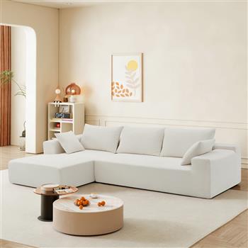 [提供视频] [新品] 109*68 英寸组合式客厅沙发套装，现代简约风格沙发，软垫沙发床，适用于客厅、卧室、沙龙，2 件自由组合，L 形，奶油色