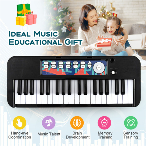 儿童钢琴，键盘37键儿童玩具键盘钢琴与麦克风 黑色（amazon shipping-发货，WALMART禁止销售）-10