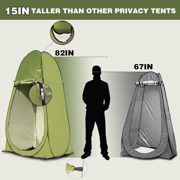 露营淋浴帐篷7英尺即时弹出隐私帐篷，便携式厕所帐篷户外更衣室，折叠营地遮阳棚海滩钓鱼-4