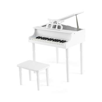 白色儿童钢琴30键木玩具儿童大钢琴与长凳和音乐架（amazon shipping-发货，WALMART禁止销售）