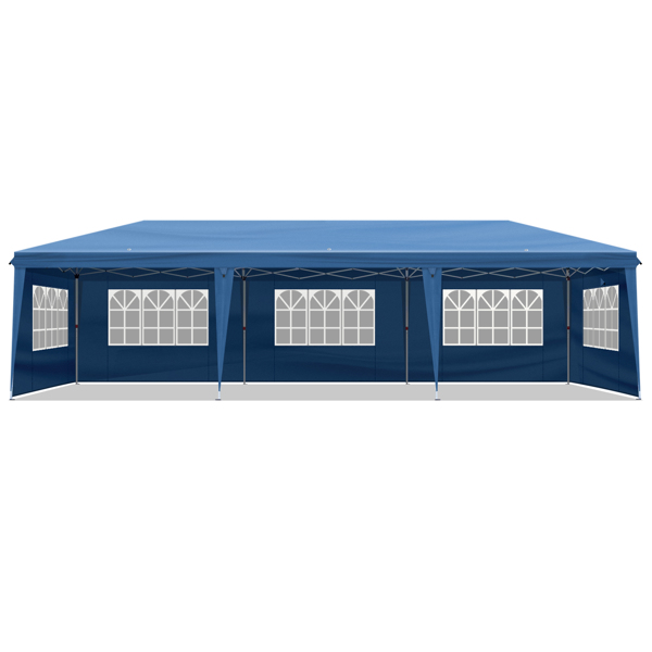 10*30ft 蓝色 8片面-6个窗2个门 折叠棚 牛津布 白色喷塑框架 配8个沙袋 配拖轮包-3