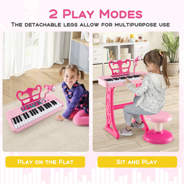 儿童钢琴，键盘37键儿童玩具键盘钢琴与麦克风粉色（amazon shipping-发货，WALMART禁止销售）-9