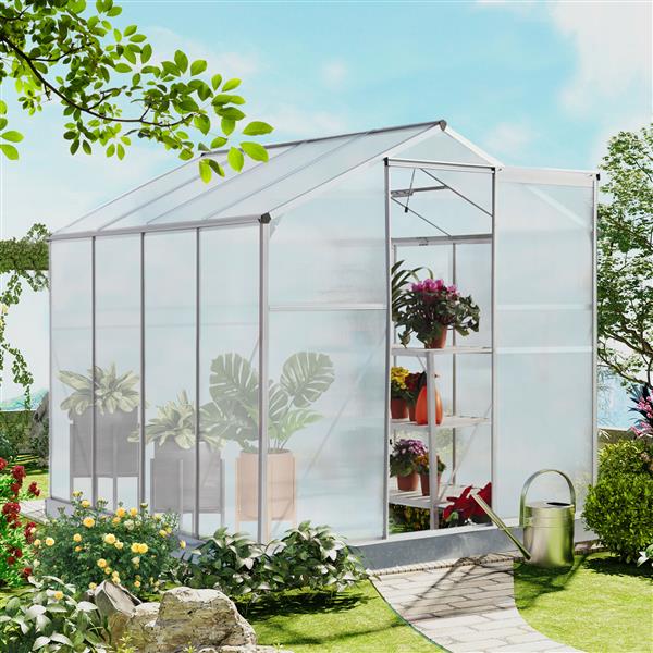 聚碳酸酯温室，6 英尺 x 8 英尺重型步入式植物园温室，适用于后院/户外-1