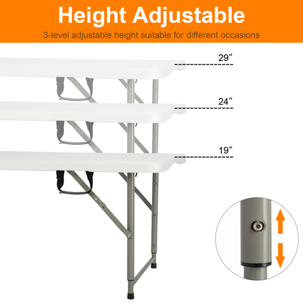  4ft 白色 可折叠升降 庭院塑料桌 N001-20