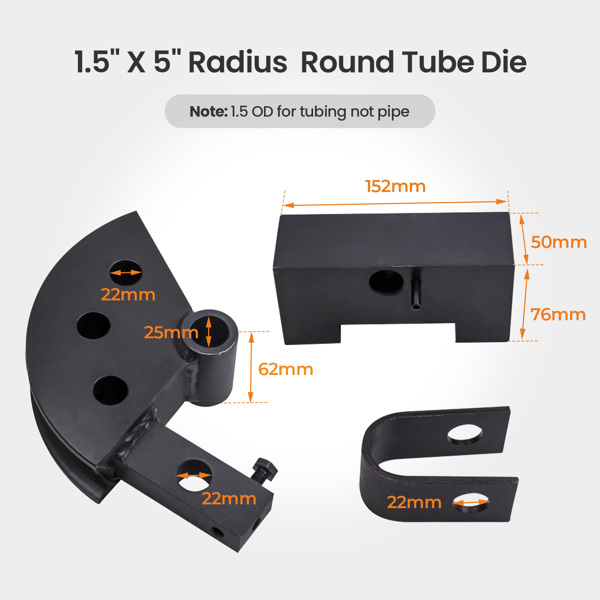 圆管弯管机模具套件Bender Die Kit fit 1-1/2" Round Tubing 120 Degree Radius 5" Round Tubing-2