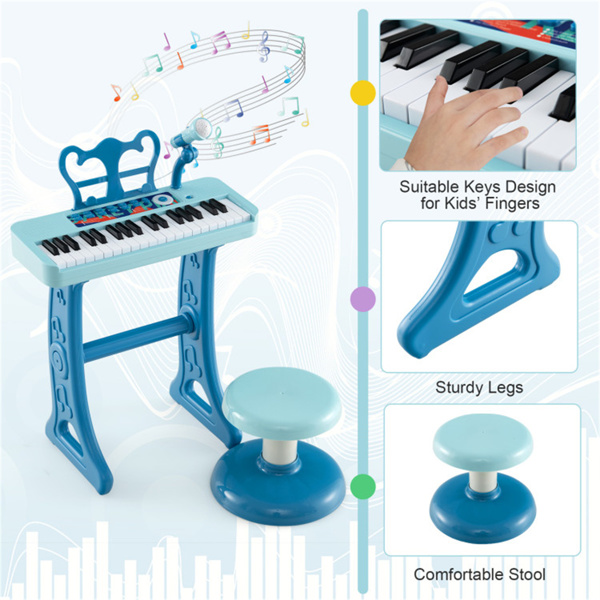 儿童钢琴，键盘37键儿童玩具键盘钢琴与麦克风蓝色（amazon shipping-发货，WALMART禁止销售）-7