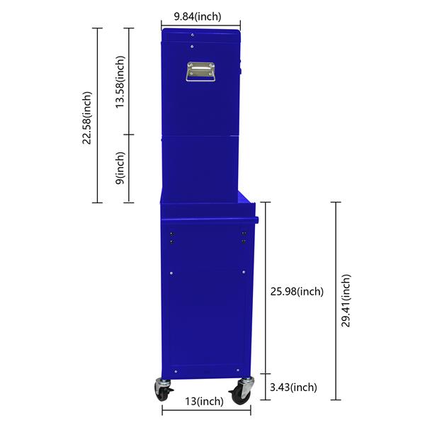 带轮子和抽屉的高容量滚动工具箱，6 抽屉工具储物柜--蓝色-7