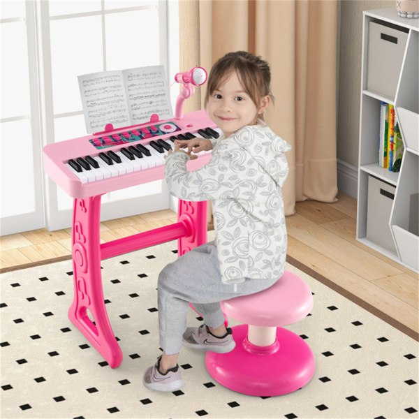 儿童钢琴，键盘37键儿童玩具键盘钢琴与麦克风粉色（amazon shipping-发货，WALMART禁止销售）-5