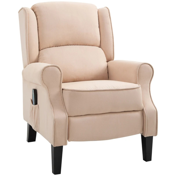 奶油白色躺椅。带振动按摩，热，推背的翼背单人沙发（amazon shipping-发货，WALMART禁止销售）-2