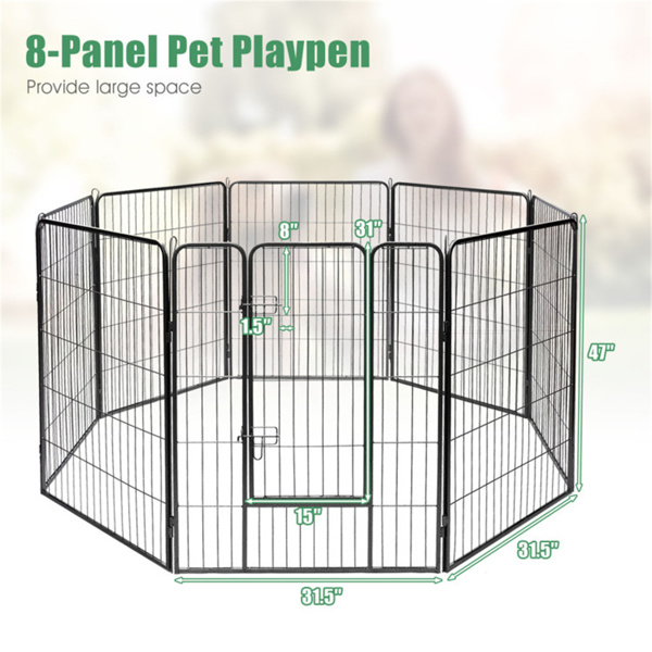 狗栅栏48“H,8金属面板重型宠物围栏狗栅栏与门（amazon shipping-发货，WALMART禁止销售）-3