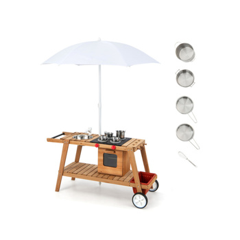 游戏屋玩具，木制游戏车，带遮阳伞的游戏车