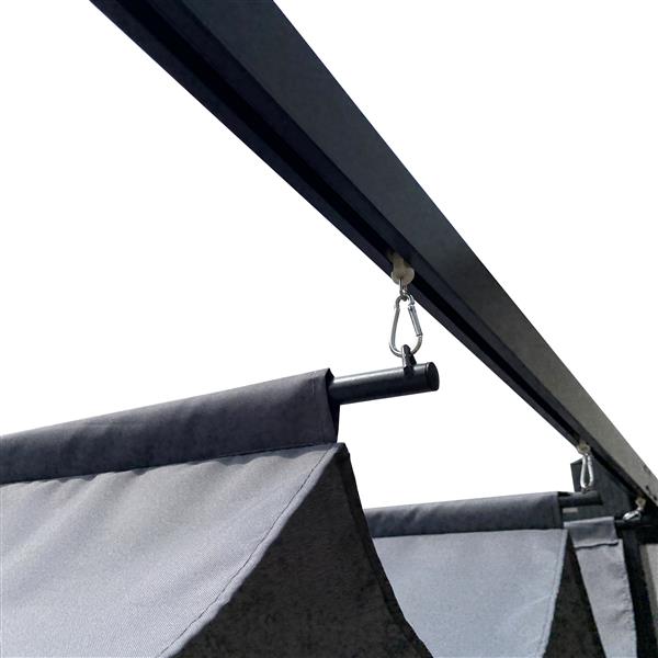 13x10 英尺户外露台伸缩凉亭带顶篷遮阳凉亭适用于花园、露台、后院，灰色-15