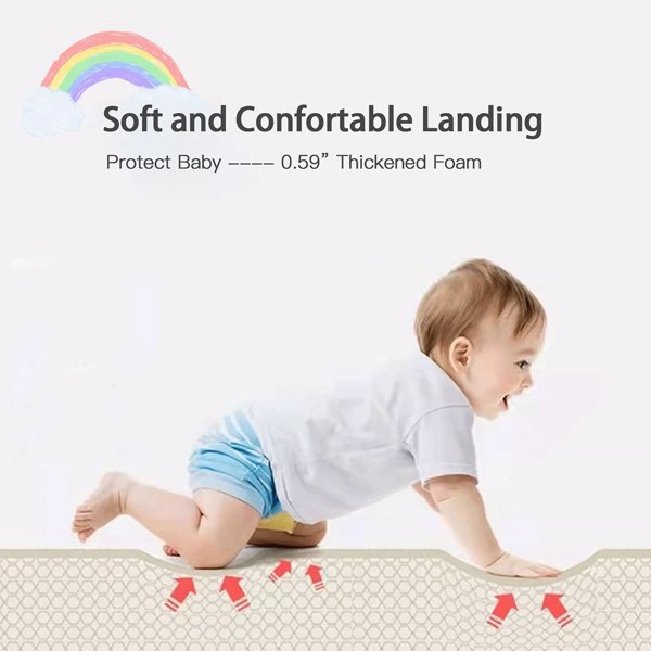 婴儿地板游戏垫，可逆泡沫婴儿游戏垫，无毒婴儿地板垫，高级收藏爬行垫，滚动儿童游戏垫，一体式防水婴儿游戏垫-5
