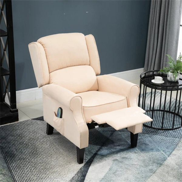 奶油白色躺椅。带振动按摩，热，推背的翼背单人沙发（amazon shipping-发货，WALMART禁止销售）-1
