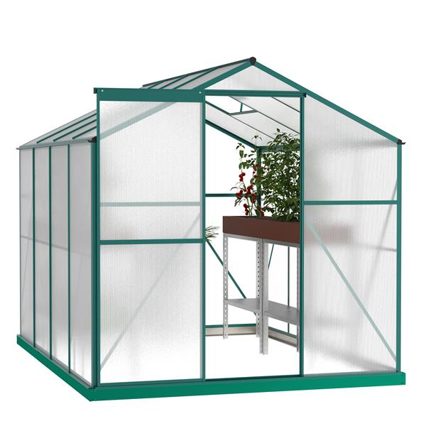 聚碳酸酯温室，6 英尺 x 8 英尺重型步入式植物园温室，适用于后院/户外-3