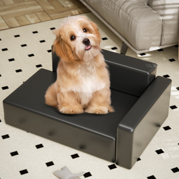 现代狗沙发 适合中小型犬的 PU 皮革坚固狗沙发 适合猫和小动物的防水宠物沙发