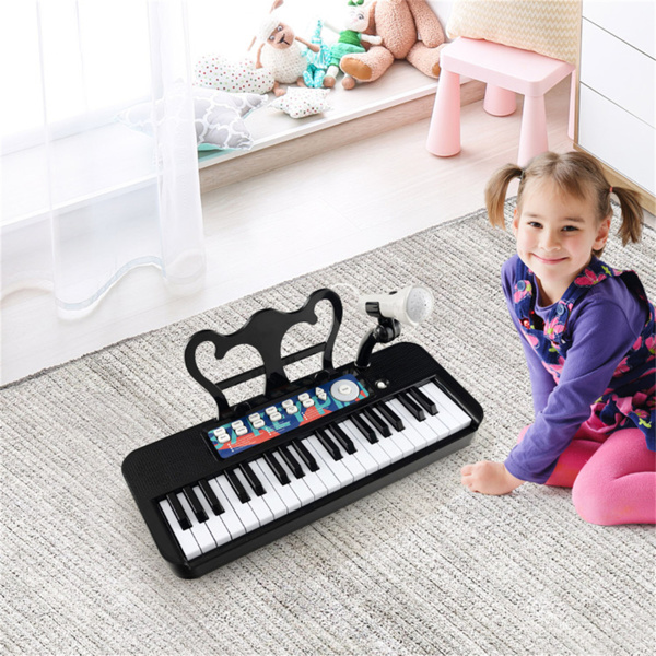 儿童钢琴，键盘37键儿童玩具键盘钢琴与麦克风 黑色（amazon shipping-发货，WALMART禁止销售）-9