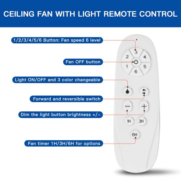 42 英寸集成 LED 吊扇灯，带白色 ABS 叶片-6