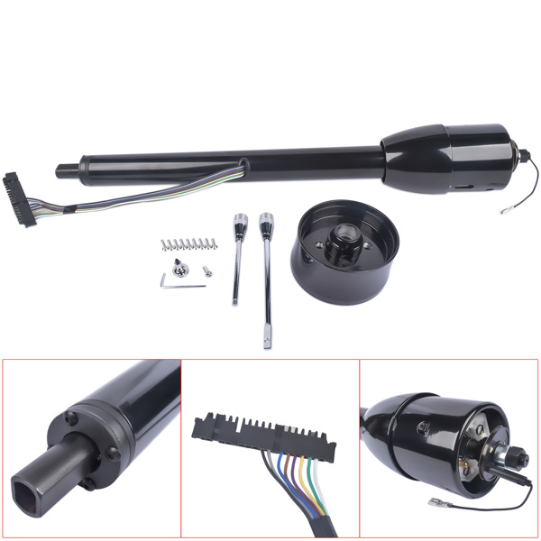 A3-汽车转向柱 28" Black Stainless Tilt Steering Column Manual Floor Shift No Key with Adapter-1