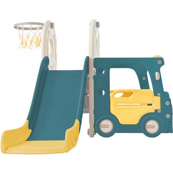 带巴士游乐设施的儿童滑梯、带幼儿滑梯的独立式巴士玩具、带篮球架的巴士滑梯套装