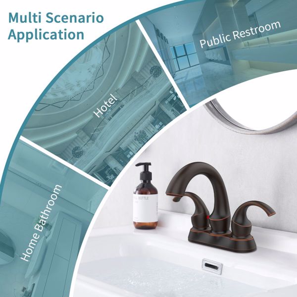 Bathroom Faucet 2-Handle Oil Rubbed Bronze with Aerator, Swan Style 4-inch Centerset Vanity Sink with Pop-Up Drain and Supply Hoses, FR4075-ORB-2