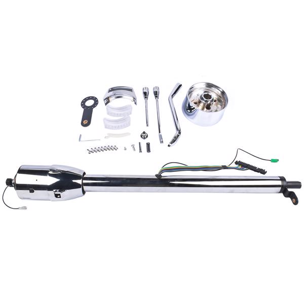 A3-汽车转向柱 32"GM Steering Column Tilt Auto No Key Universal W/ 9 Holes Wheel Adapter Chrome-3