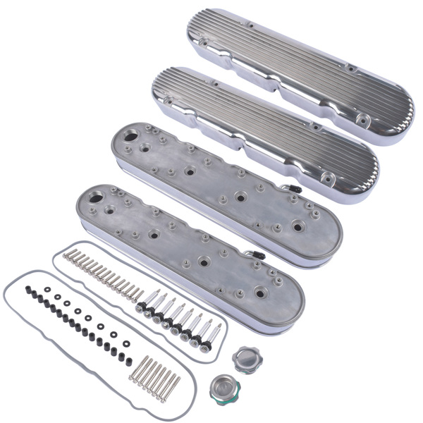 气门室盖 Aluminum Polished Valve Covers JM8082-2P for Chevy Small Block V8 GEN III/IV LS-7