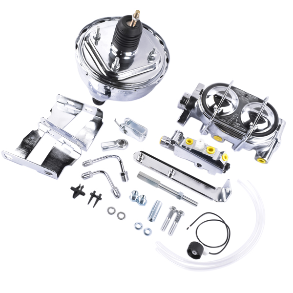 刹车总成 8" Chrome Power Brake Booster Master Cylinder Disc Drum Kit for Chevrolet Bel Air Impala Biscayne 1958-1964-4