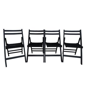 家具板条木折叠特殊活动椅 - 黑色，4 件套，折叠椅，可折叠式