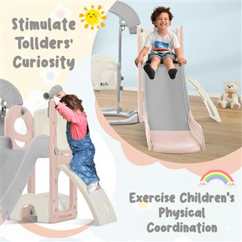 幼儿滑梯和秋千套装 5 合 1，儿童游乐场攀爬滑梯玩具套装带望远镜，独立式组合，适合婴儿室内和室外