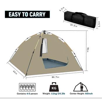 露营圆顶帐篷适合 2/3/4/5 人，防水、宽敞、便携背包帐篷，适合户外露营/徒步旅行