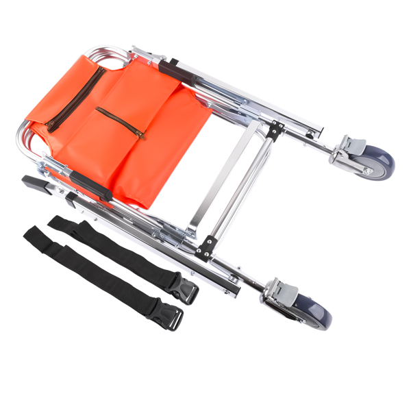 A3-EMS楼梯椅带刹车两轮橙色 Foldable Lightweight EMS Stair Chair with Brake, Medical Emergency Evacuation Lifting Climbing Wheelchair Two Wheel Orange-9