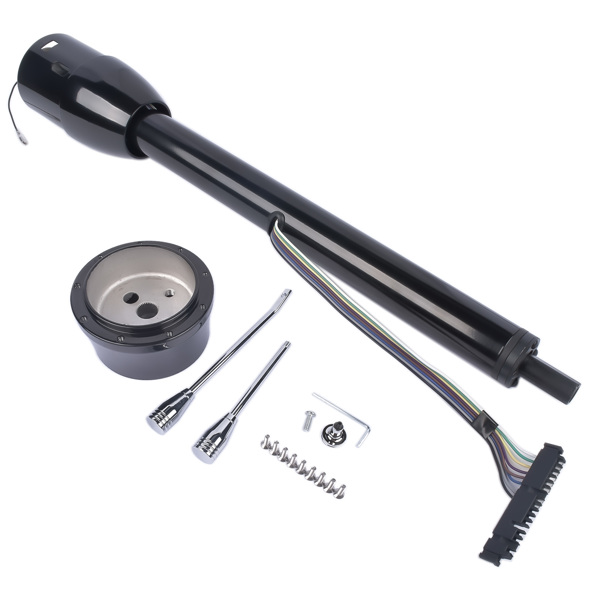 A3-汽车转向柱 28" Black Stainless Tilt Steering Column Manual Floor Shift No Key with Adapter-5