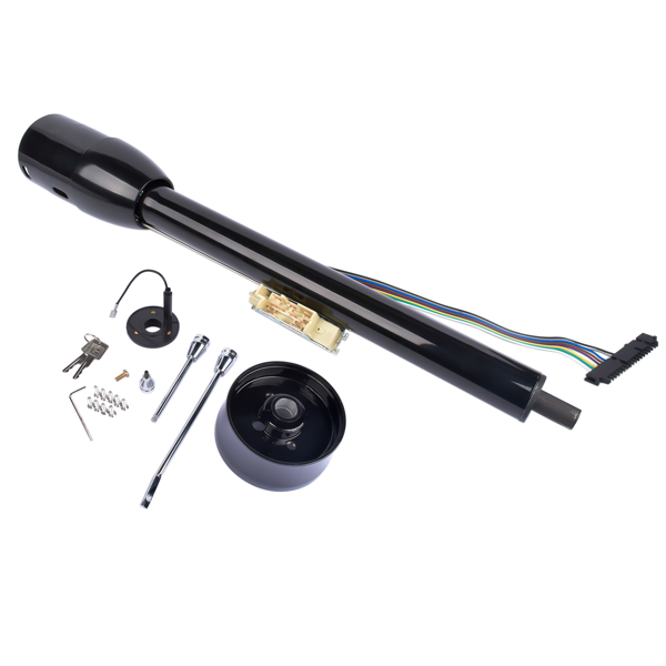 A3-汽车转向柱 28" Black Tilt Street Rod Floor Shift Steering Column w/ Wheel Adapter & Key-4