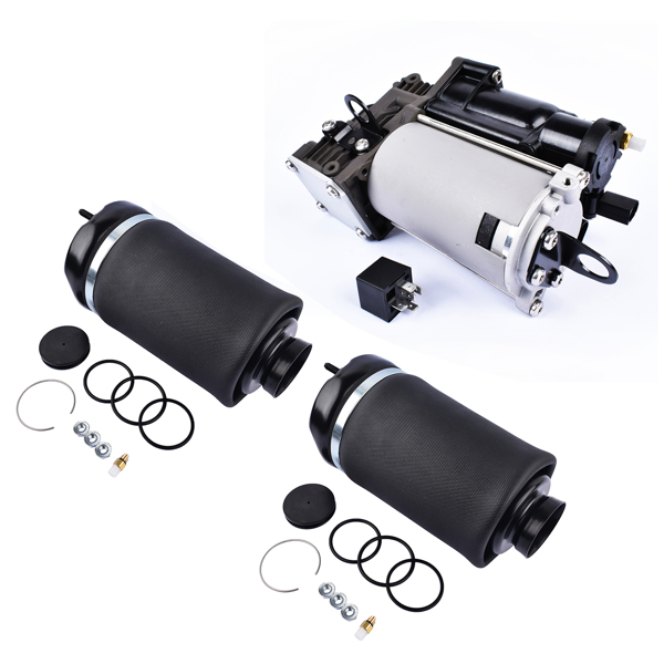 空气弹簧 Pair Front Air Suspension Spring Bags + Compressor Pump for Mercedes-Benz GL-Class X164 GL350 GL450 GL550 M-Class W164 ML350 ML500 ML550 1643204313 1643200304-2